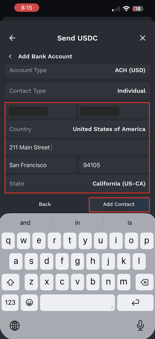 Tap Add Contact