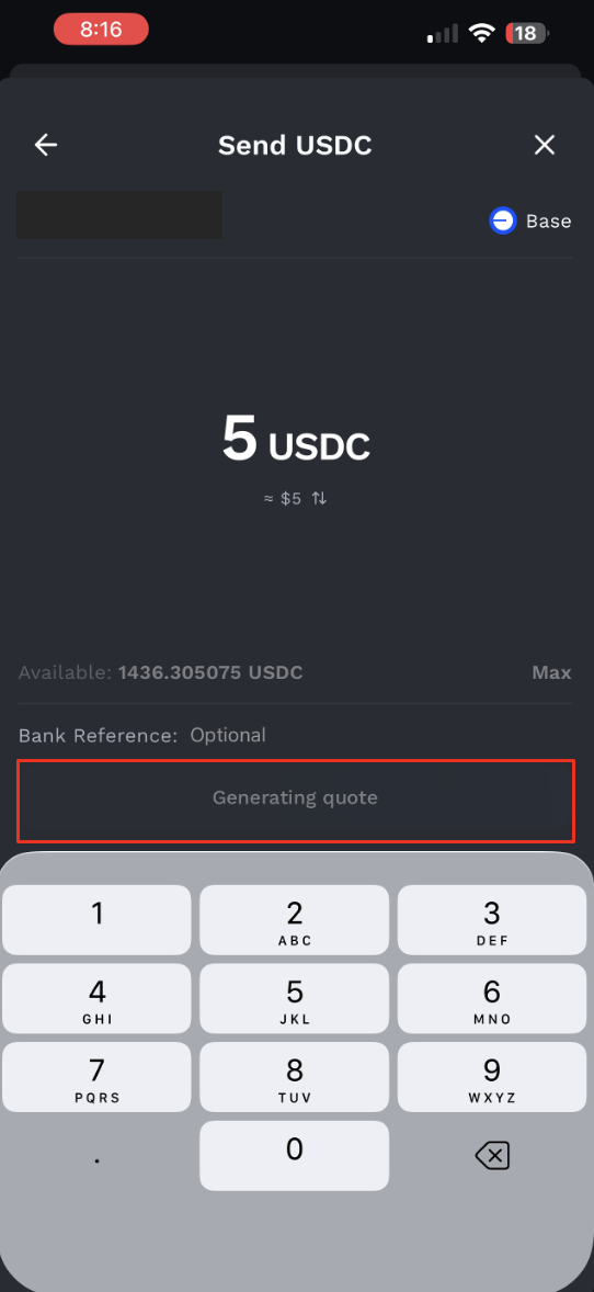 Enter the amount to send