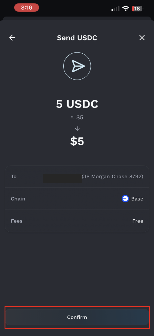 Confirm the transaction