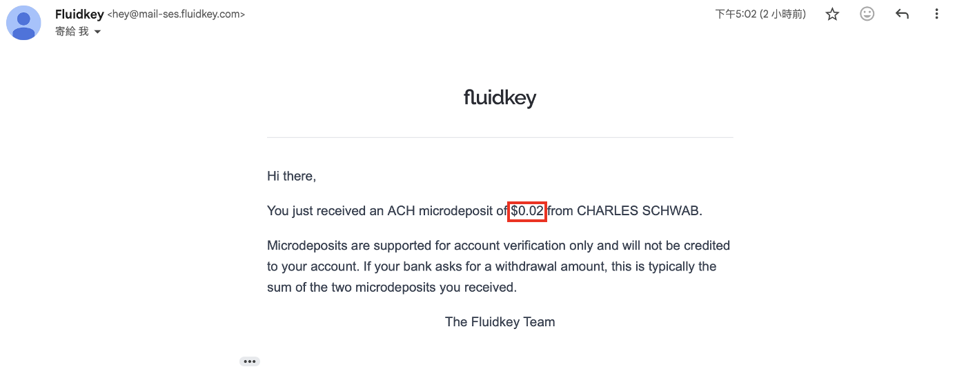Micro-deposit notification details