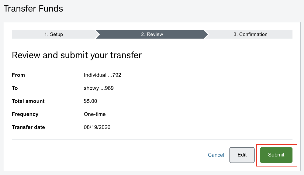 Enter the transfer amount