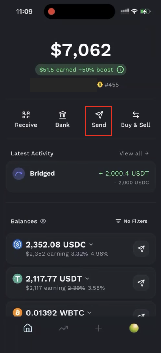 Select the asset to transfer